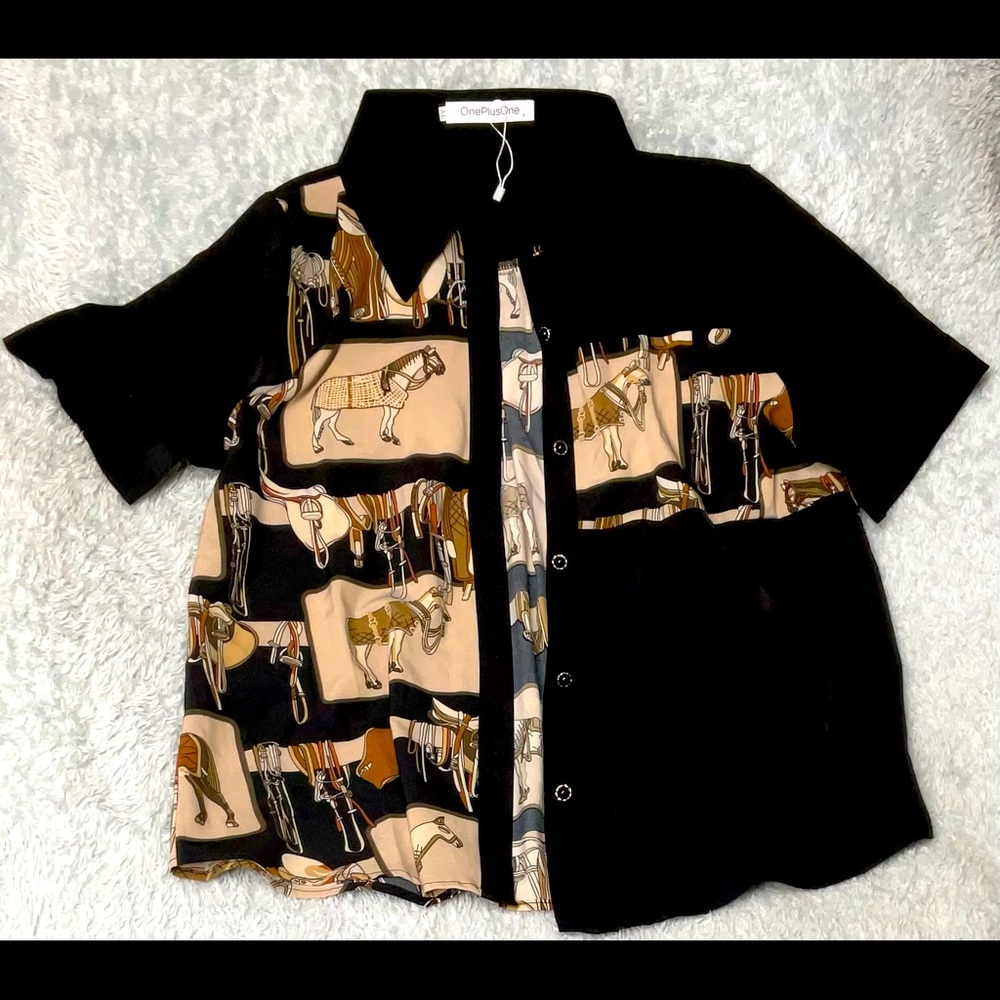 One plus one button down boutique new without tags cute! Size xl